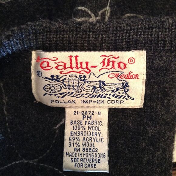 VTG Wool Cardigan Women PM Gray Sweater Ditsy Button Cottage Prairie Boho 90s - Picture 7 of 8